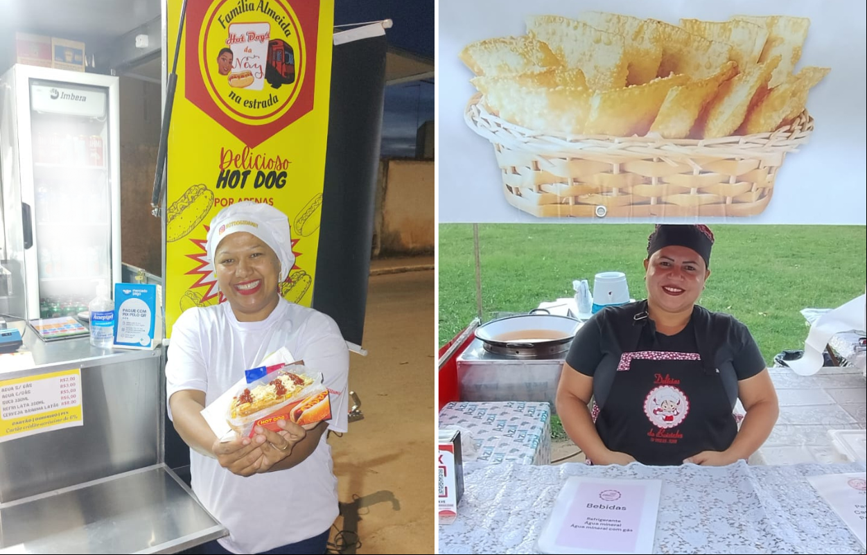 Nay (à esquerda) ajudou sua amiga Marlene (à direita) a reunir tudo o que precisava para se cadastrar na feira onde vende seus pastéis