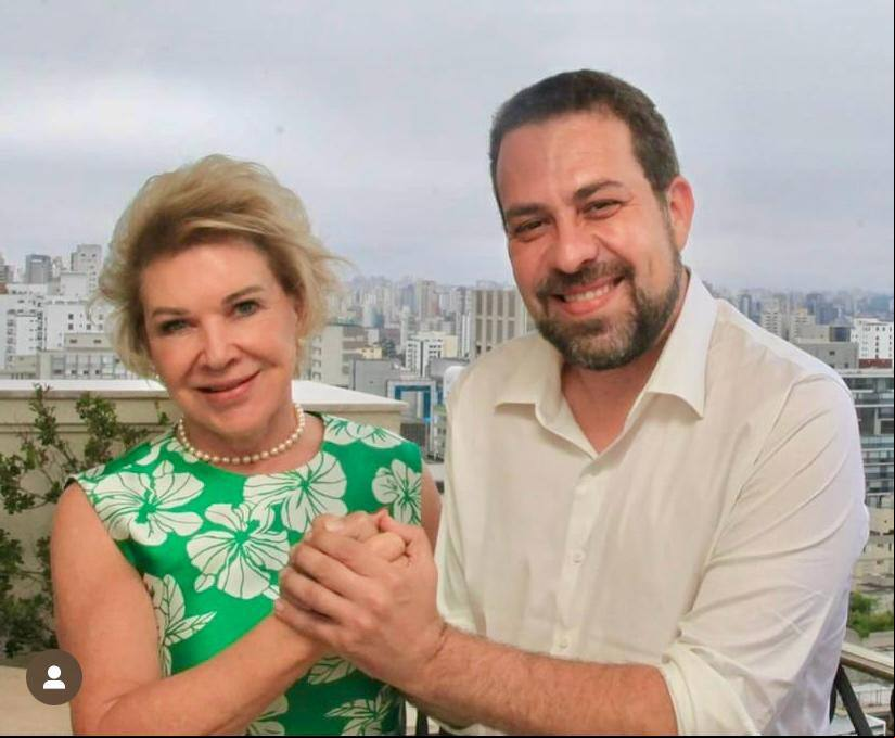 Marta Suplicy e Guilherme Boulos postaram foto de mãos dadas, após almoço